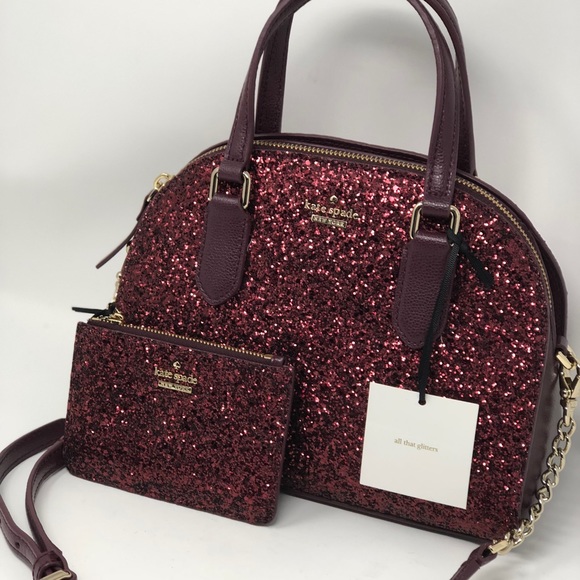 Kate Spade mini Riley glitter satchel bag+ wallet - Picture 2 of 8